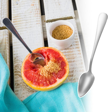 Grapefruit Spoons 3 Set, 2 Stainless Steel Grapefruit Spoons with Serrated Edge and 1 Grapefruits Knife, Kiwi Knife Fruit Knives Dessert Spoon Grapefruits Utensil Tool for Berry Lemon Salads Pitaya