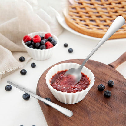 Grapefruit Spoons 3 Set, 2 Stainless Steel Grapefruit Spoons with Serrated Edge and 1 Grapefruits Knife, Kiwi Knife Fruit Knives Dessert Spoon Grapefruits Utensil Tool for Berry Lemon Salads Pitaya