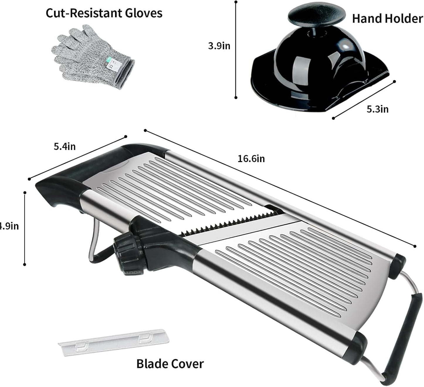 Mandoline Slicer for Kitchen, Mandolin and Julienne for Vegetables | Stainless Steel Mandoline Slicer for Onion, Cucumber, Cabbage, Potato and Carrot Vegetable Slicer with Cut-Resistant Gloves