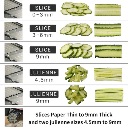 Mandoline Slicer for Kitchen, Mandolin and Julienne for Vegetables | Stainless Steel Mandoline Slicer for Onion, Cucumber, Cabbage, Potato and Carrot Vegetable Slicer with Cut-Resistant Gloves