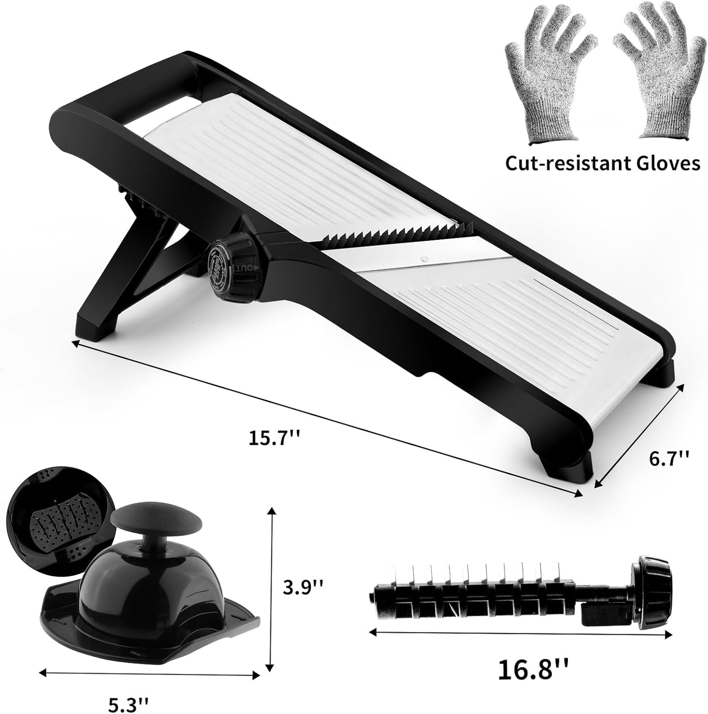 Mandoline Slicer for Kitchen, Mandolin and Julienne for Vegetables | Stainless Steel Mandoline Slicer for Onion, Cucumber, Cabbage, Potato and Carrot Vegetable Slicer with Cut-Resistant Gloves