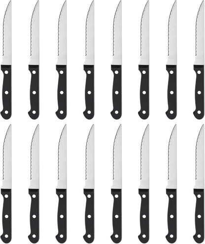 Steak Knives Set of 16 - Triple Rivet Steak Knife, Serrated Steak Knives, Stainless Steel Serrated Blades (4.5”), Sharp Knifes, Dinner Knives, Dishwasher Safe, Knives Set for Home, Restaurant