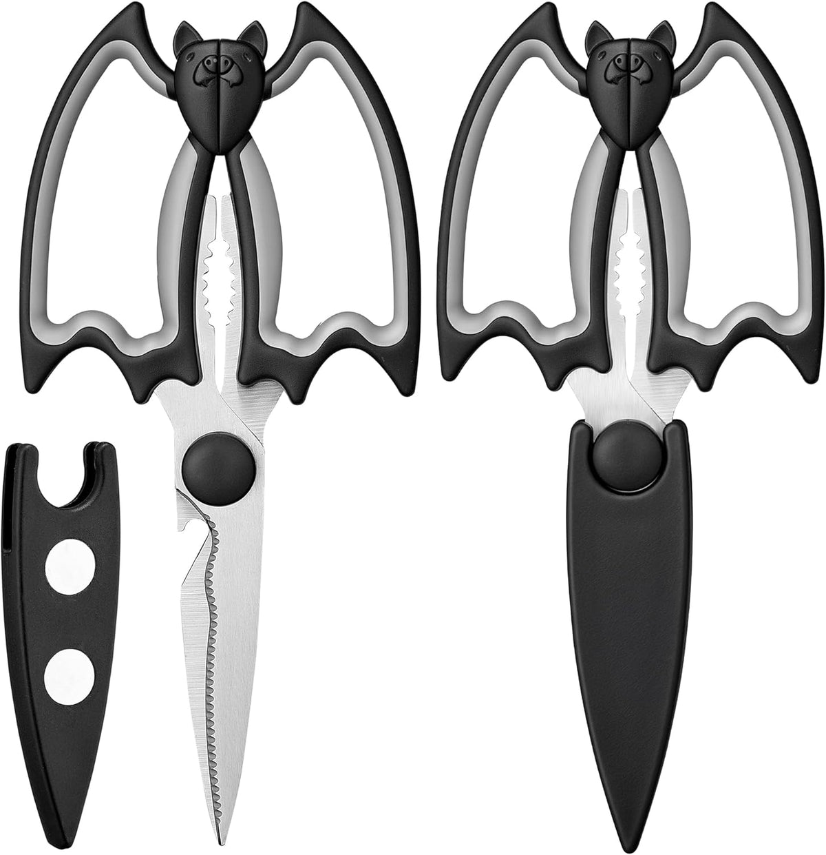 3 Pack Kitchen Scissors & Seafood Scissors Set, Sharp Kitchen Shears | All Purpose Stainless Steel Heavy Duty for Poultry Food Dishwasher Safe with Protective Sheath Comfort-Grip