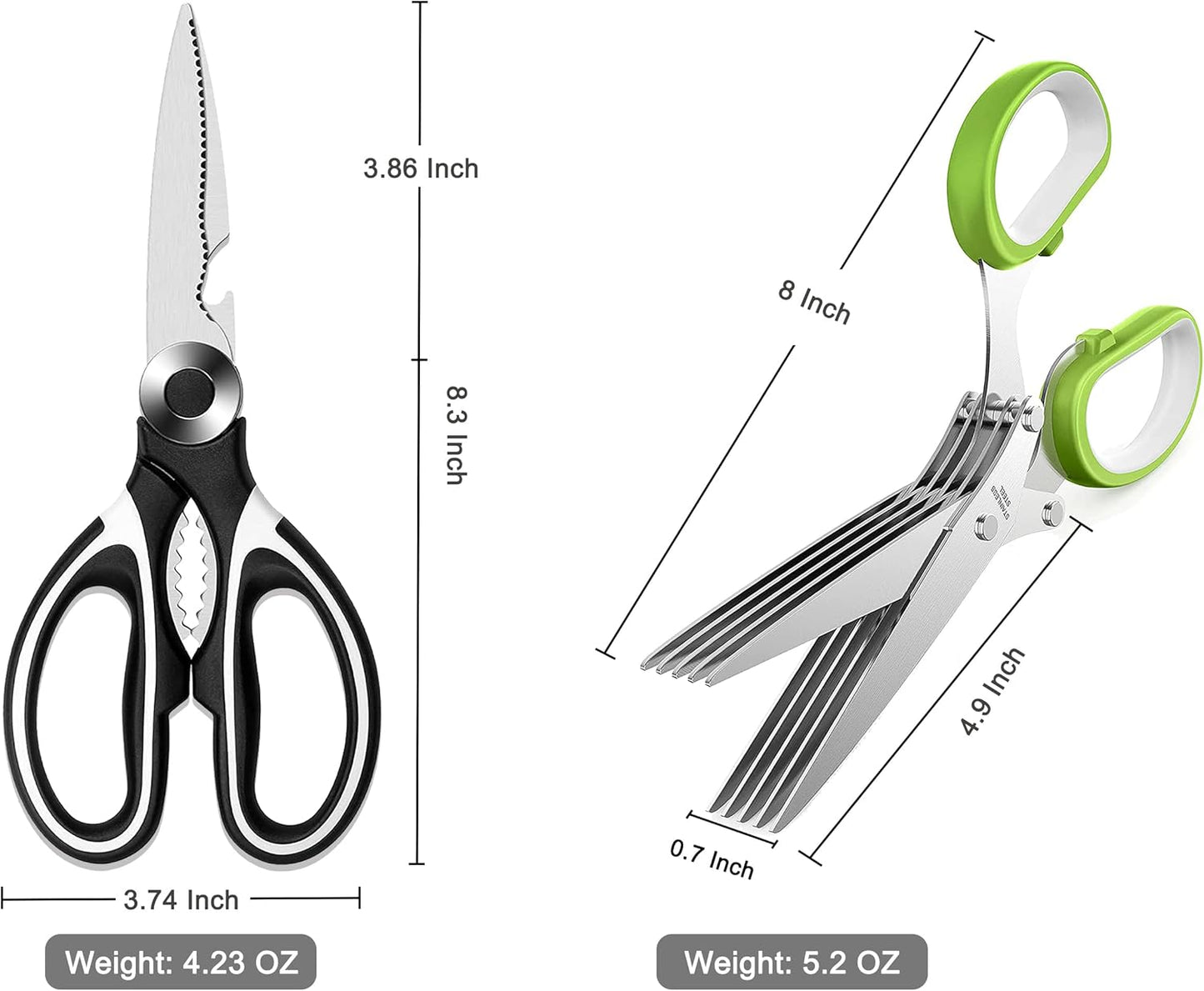 3 Pack Kitchen Scissors & Seafood Scissors Set, Sharp Kitchen Shears | All Purpose Stainless Steel Heavy Duty for Poultry Food Dishwasher Safe with Protective Sheath Comfort-Grip