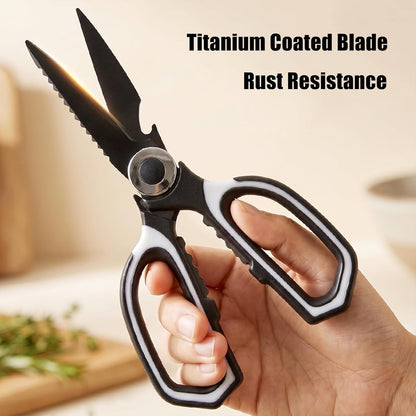 3 Pack Kitchen Scissors & Seafood Scissors Set, Sharp Kitchen Shears | All Purpose Stainless Steel Heavy Duty for Poultry Food Dishwasher Safe with Protective Sheath Comfort-Grip