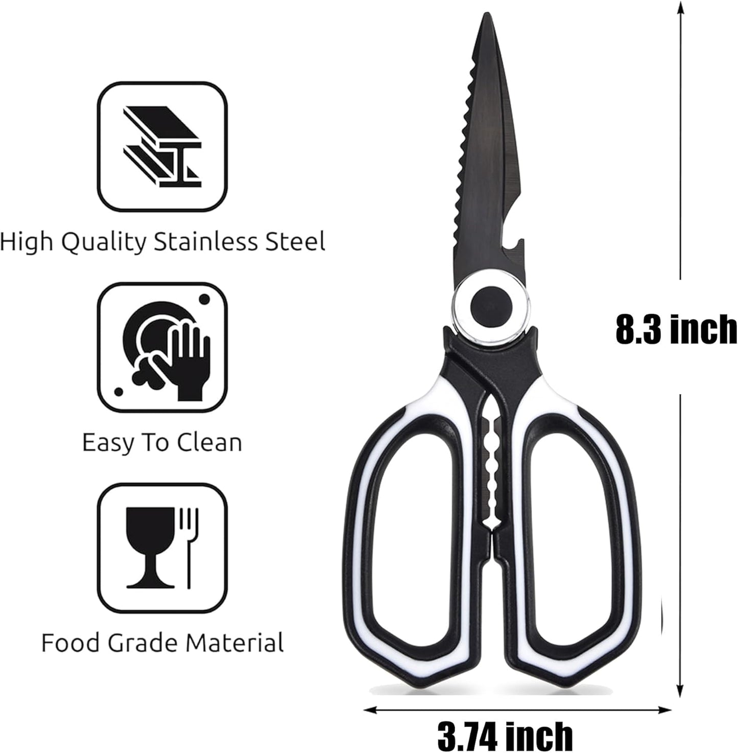 3 Pack Kitchen Scissors & Seafood Scissors Set, Sharp Kitchen Shears | All Purpose Stainless Steel Heavy Duty for Poultry Food Dishwasher Safe with Protective Sheath Comfort-Grip