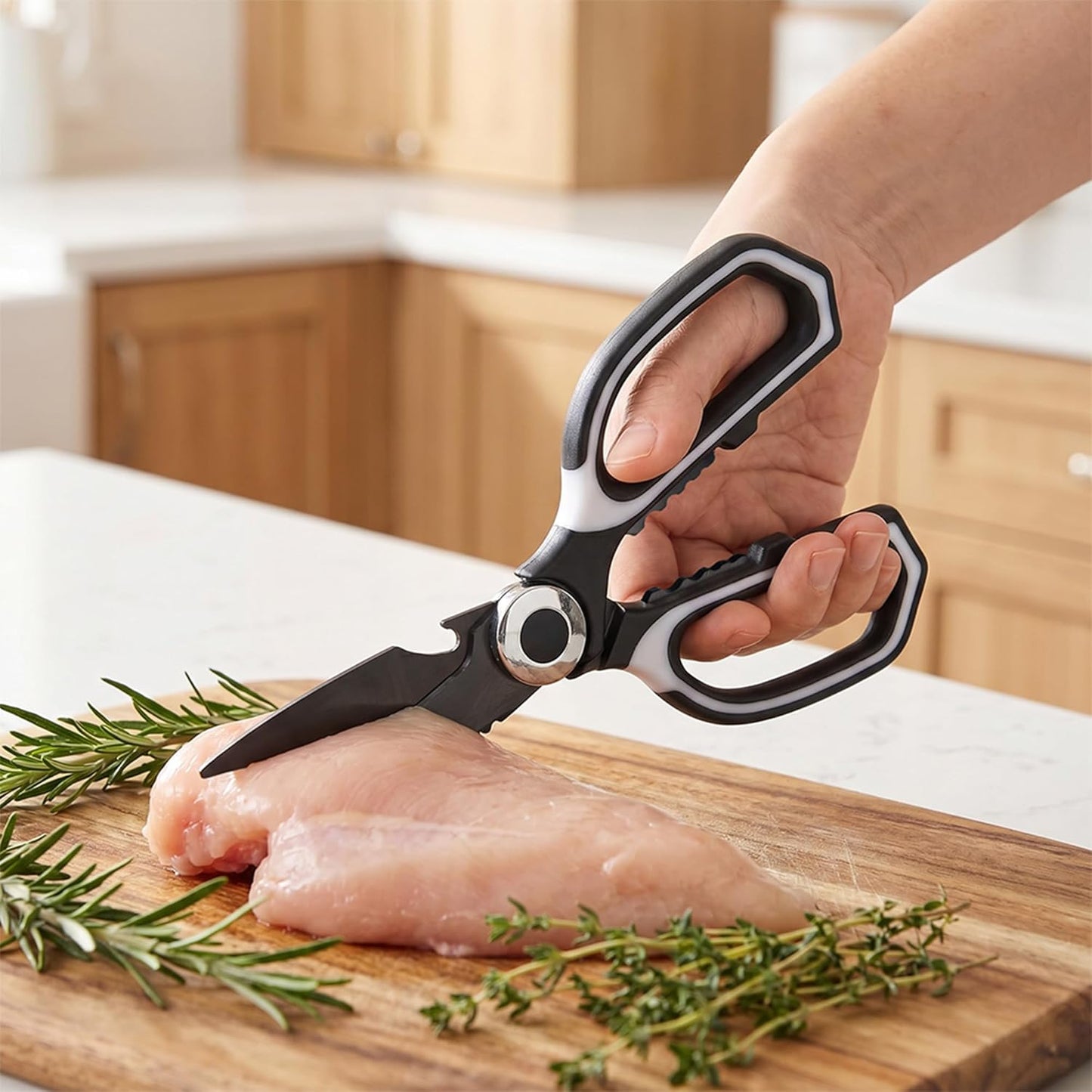 3 Pack Kitchen Scissors & Seafood Scissors Set, Sharp Kitchen Shears | All Purpose Stainless Steel Heavy Duty for Poultry Food Dishwasher Safe with Protective Sheath Comfort-Grip