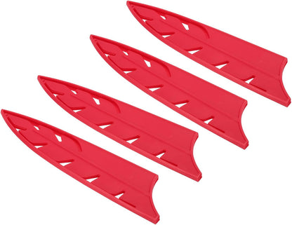 ABS Safety Knife Cover Sleeves for 8" Chef Knife, Universal Chopping Edge Guard Blade Protector Sheath for Kitchen Bar, Red, 21.2cm L, Pack of 4