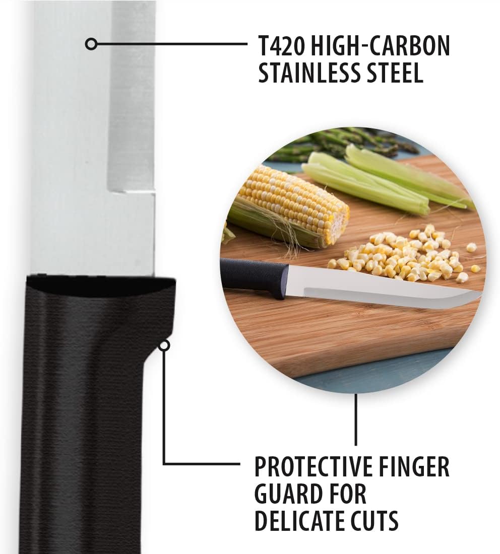 Stubby Butcher Knife (W206), Black Handle, Pack of 2 | 5.38" Stainless Steel Blade, Black Resin Handle