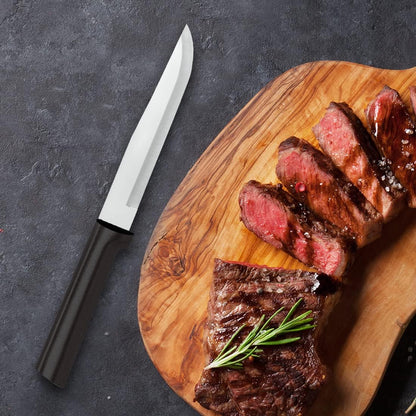 Stubby Butcher Knife (W206), Black Handle, Pack of 2 | 5.38" Stainless Steel Blade, Black Resin Handle