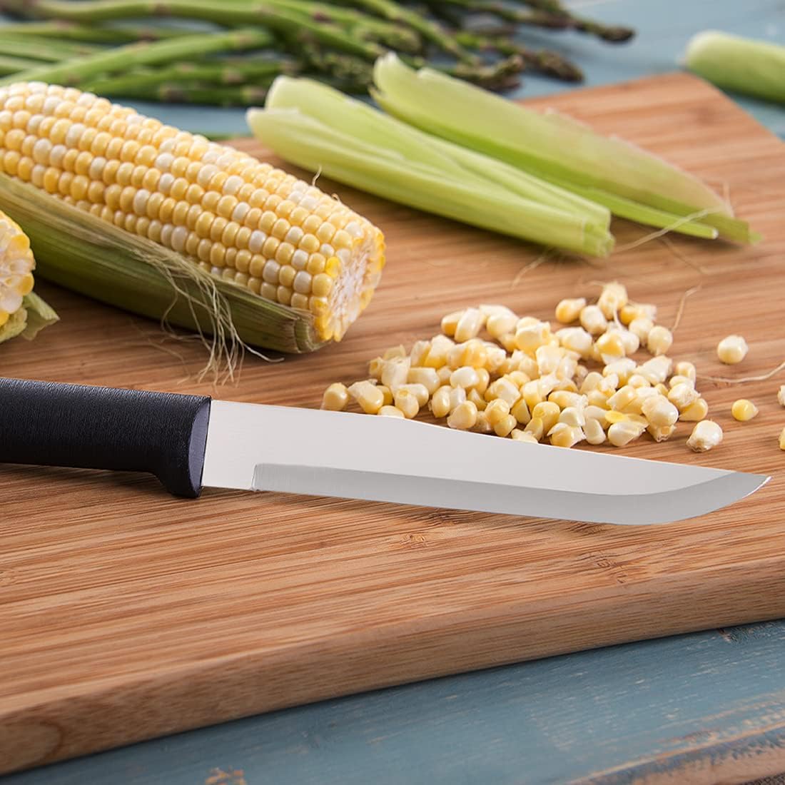 Stubby Butcher Knife (W206), Black Handle, Pack of 2 | 5.38" Stainless Steel Blade, Black Resin Handle