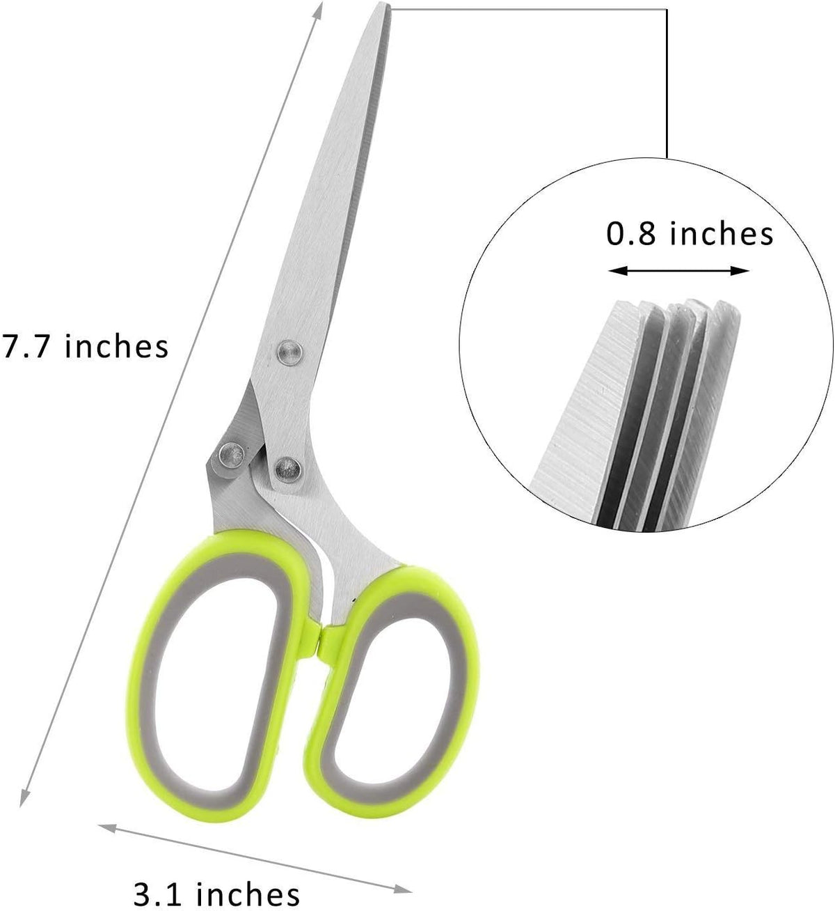 Herb Scissors, Multipurpose 5 Blade Kitchen Cutting Shear with Safety Cover and Cleaning Comb