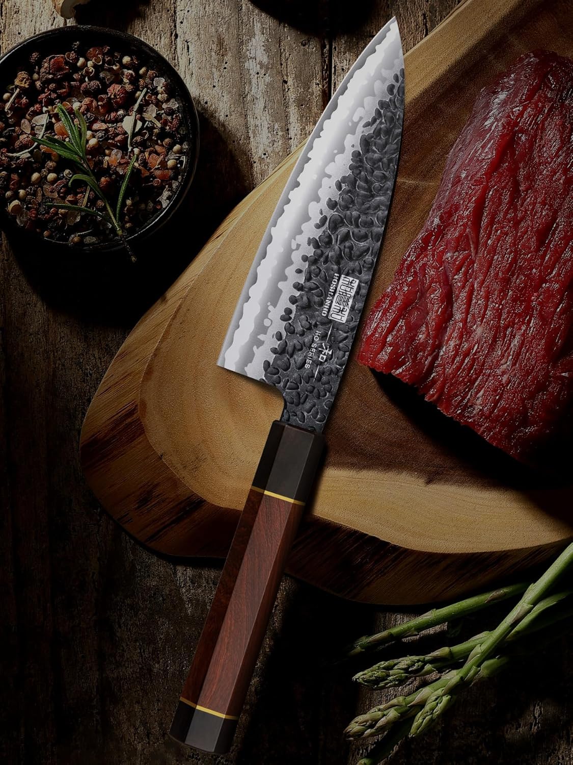 6 Inch Deba Knife, Japanese VG10 High Carbon Steel Kitchen Knife for Sushi Sashimi & Magnetic Knife Block 14 x 10 Inches, Double Sided Magnetic Knife Holder