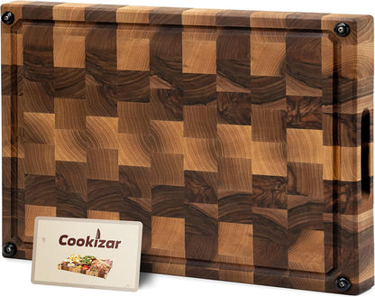 Walnut Cutting Boards for Kitchen End Grain Cutting Board - Chopping Board Wood Cutting Board - Wooden Butcher Block Cutting Board, Meat Cutting Board with Juice Groove EBC
