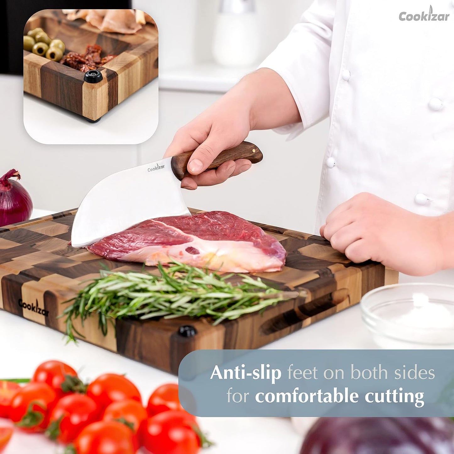 Walnut Cutting Boards for Kitchen End Grain Cutting Board - Chopping Board Wood Cutting Board - Wooden Butcher Block Cutting Board, Meat Cutting Board with Juice Groove EBC