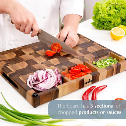 Walnut Cutting Boards for Kitchen End Grain Cutting Board - Chopping Board Wood Cutting Board - Wooden Butcher Block Cutting Board, Meat Cutting Board with Juice Groove EBC