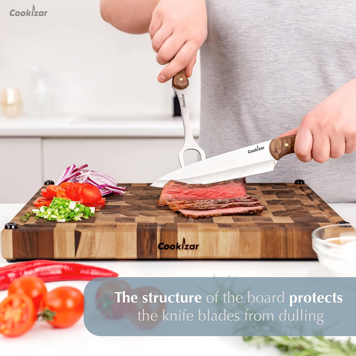 Walnut Cutting Boards for Kitchen End Grain Cutting Board - Chopping Board Wood Cutting Board - Wooden Butcher Block Cutting Board, Meat Cutting Board with Juice Groove EBC