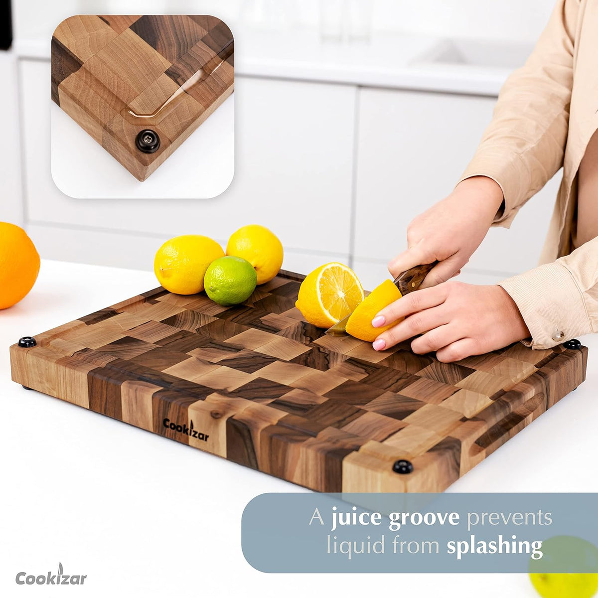 Walnut Cutting Boards for Kitchen End Grain Cutting Board - Chopping Board Wood Cutting Board - Wooden Butcher Block Cutting Board, Meat Cutting Board with Juice Groove EBC