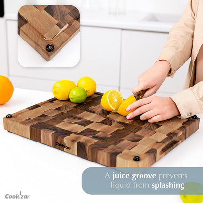 Walnut Cutting Boards for Kitchen End Grain Cutting Board - Chopping Board Wood Cutting Board - Wooden Butcher Block Cutting Board, Meat Cutting Board with Juice Groove EBC