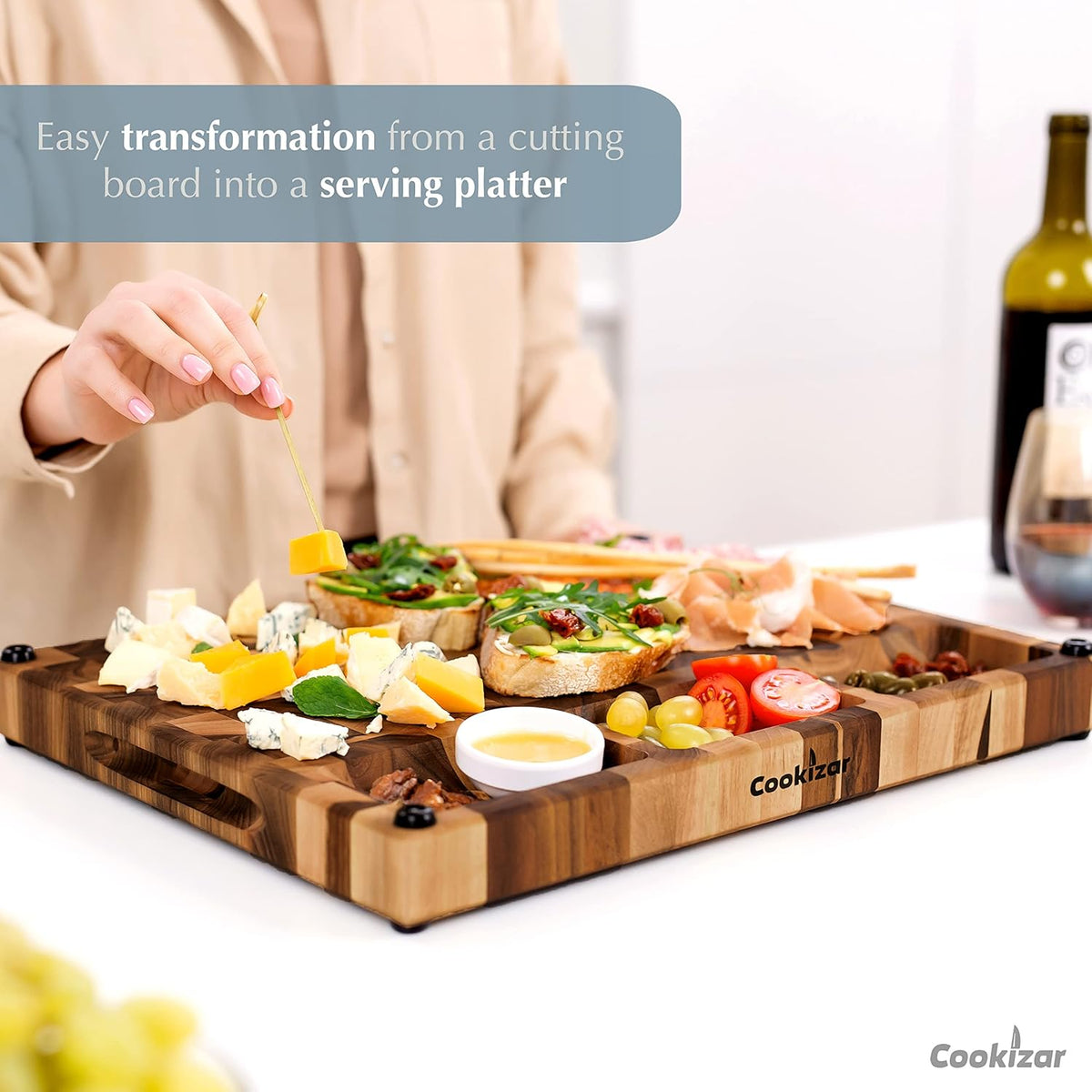Walnut Cutting Boards for Kitchen End Grain Cutting Board - Chopping Board Wood Cutting Board - Wooden Butcher Block Cutting Board, Meat Cutting Board with Juice Groove EBC