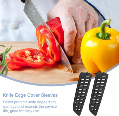 2Pcs Knife Cover Sleeves Blade Edge Guards for 5" Santoku Knife Blade Edge Protector Cover Universal Knife Sheath for Kitchen, Black