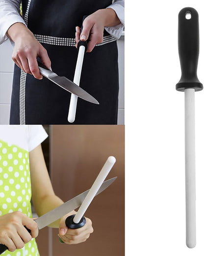 8" Knife Sharpener Rod, Gourmet Blade Sharpening Stick with ABS Handle - Honing Steel for Kitchen, Home or Hunting - Chef Hunter Polishing Tool