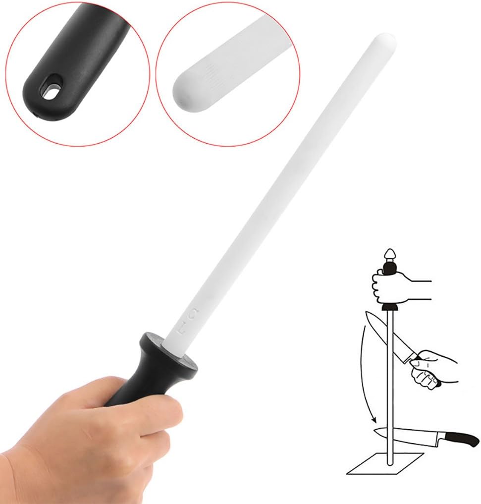 8" Knife Sharpener Rod, Gourmet Blade Sharpening Stick with ABS Handle - Honing Steel for Kitchen, Home or Hunting - Chef Hunter Polishing Tool