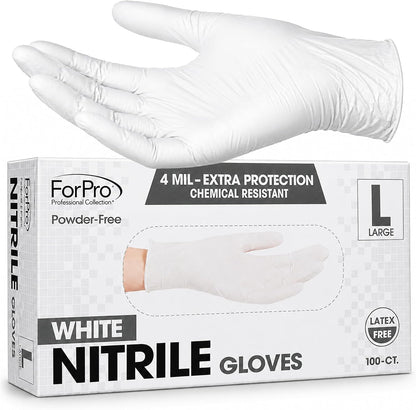 ForPro Disposable Nitrile Gloves, Chemical Resistant, Powder-Free, Latex-Free, Non-Sterile, Food Safe, 4 Mil