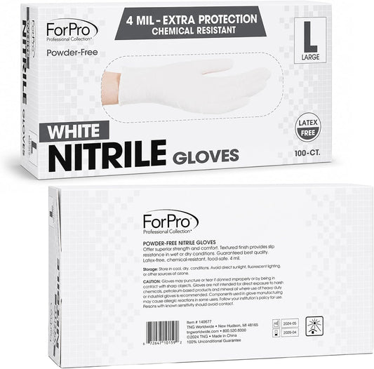 ForPro Disposable Nitrile Gloves, Chemical Resistant, Powder-Free, Latex-Free, Non-Sterile, Food Safe, 4 Mil