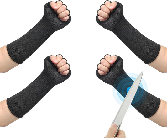 Cut Resistant Sleeves with Finger Grips Forearm Protective Sleeves Level 5 Protection Arm Safety Protectors Sleeve