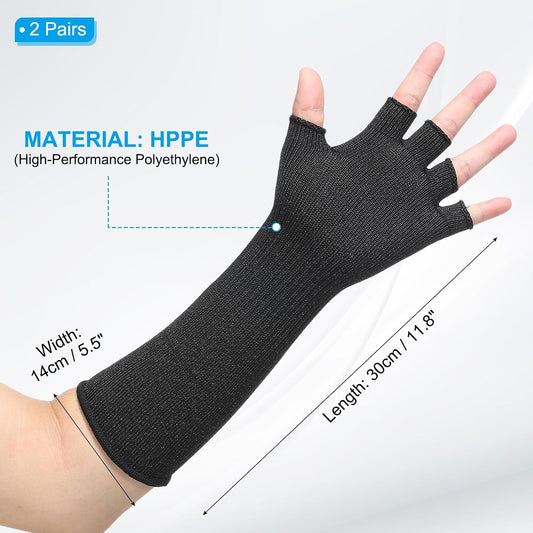 Cut Resistant Sleeves with Finger Grips Forearm Protective Sleeves Level 5 Protection Arm Safety Protectors Sleeve