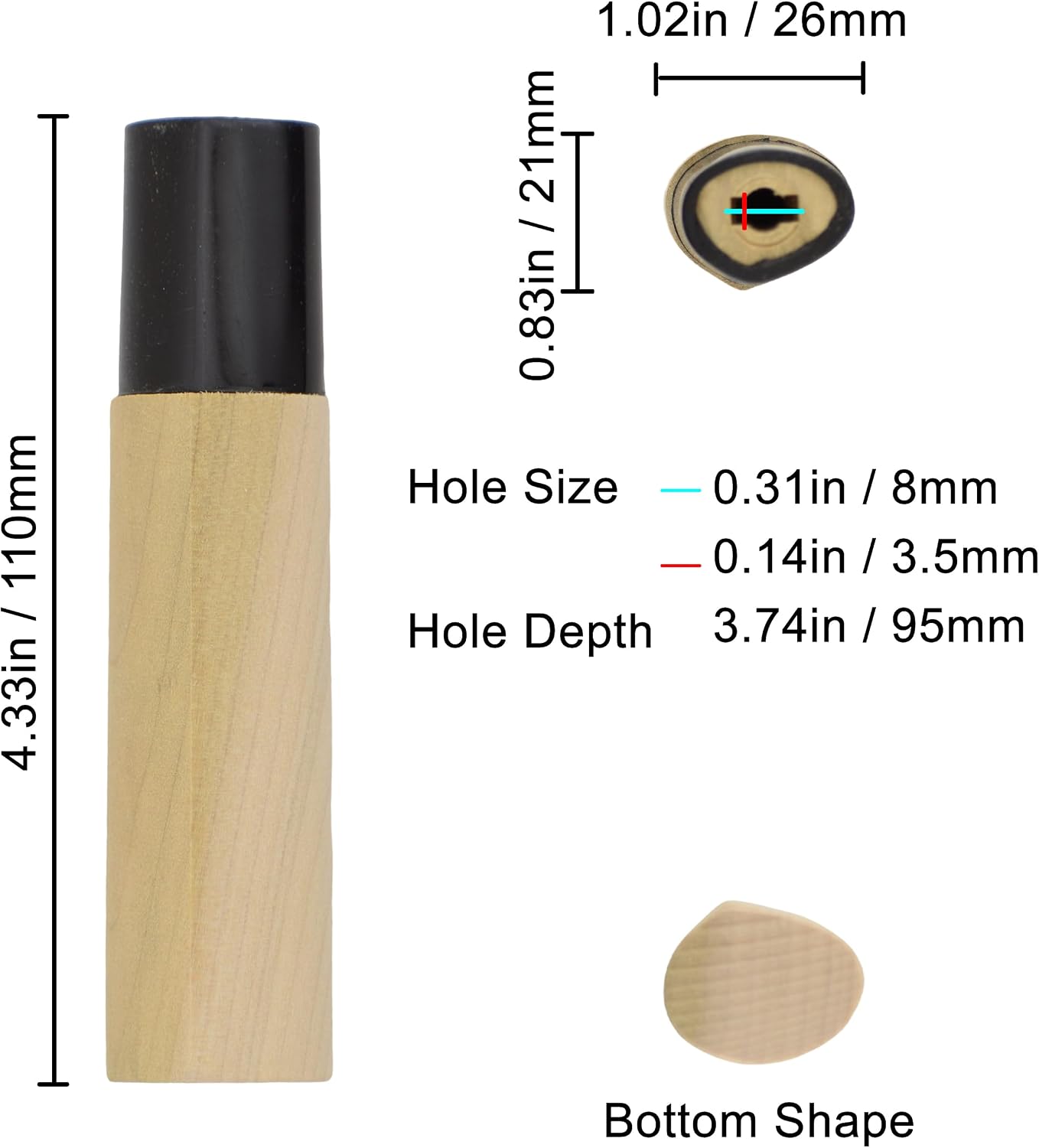 Knife Handle Japanese Chef Repair Natural Wood Replacement Deba (Deba-1) | You can replace the handle of a dirty or broken japanese chef knife after using it for many years