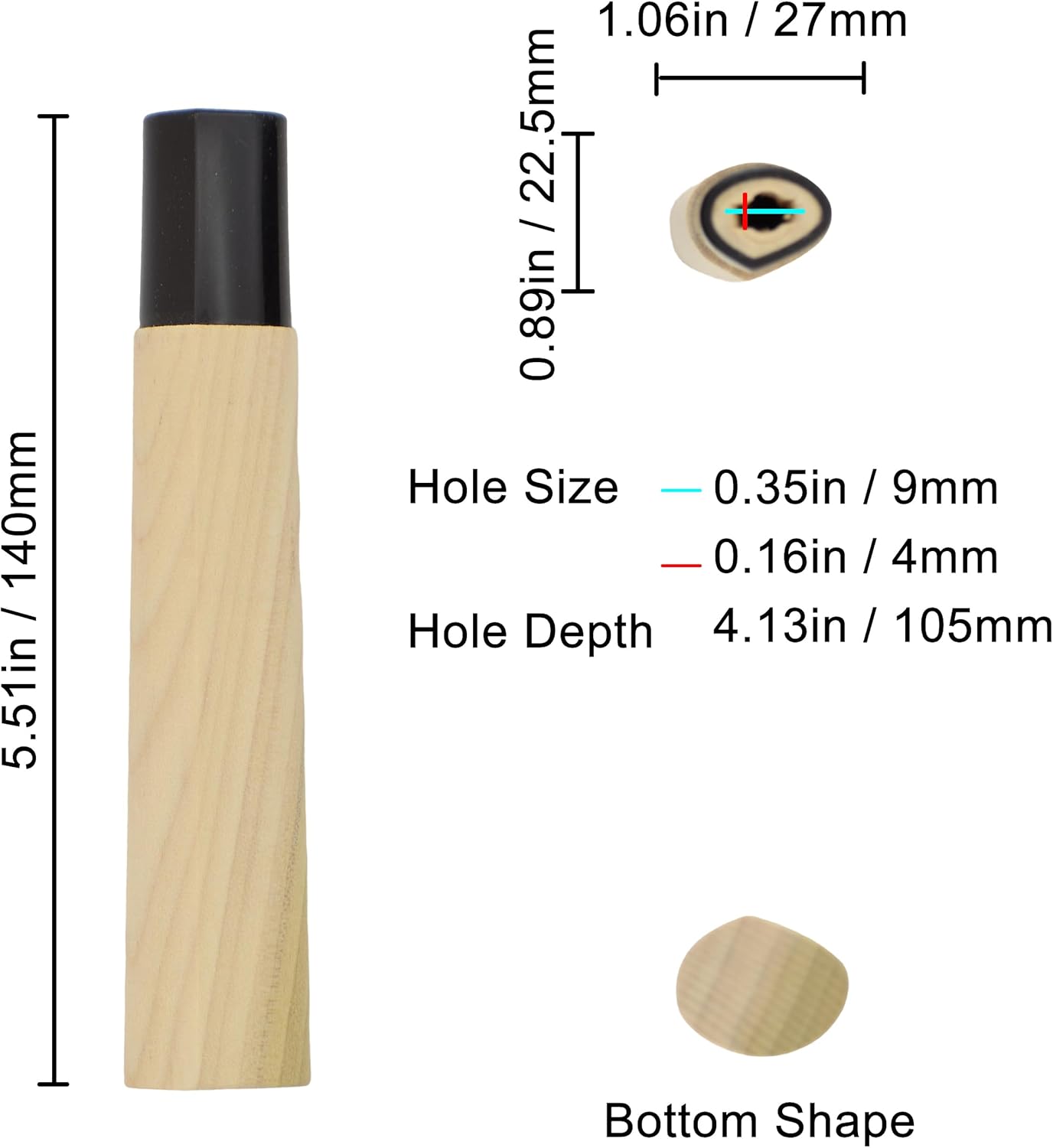 Knife Handle Japanese Chef Repair Natural Wood Replacement Deba (Deba-1) | You can replace the handle of a dirty or broken japanese chef knife after using it for many years
