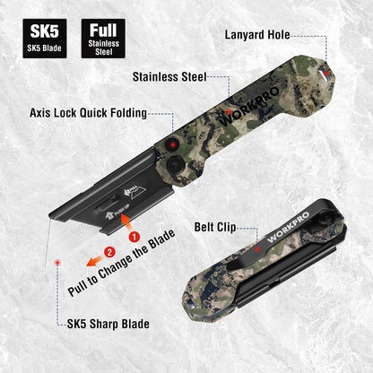 3-Pack Camo Folding Utility Knife Set