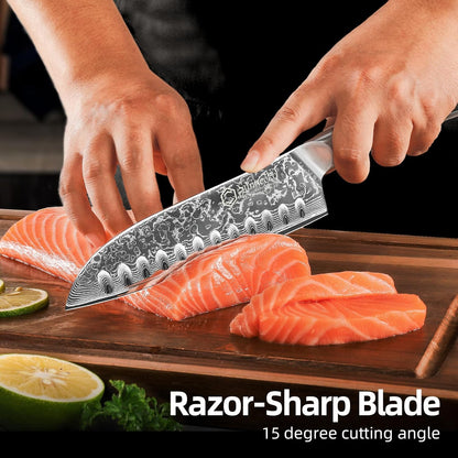 Damascus Kitchen Knife 8 Inch Carving Knife for Meat Slicing Knife Japanese VG10 Steel,Full Tang