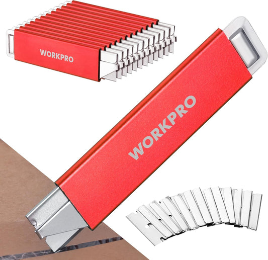 12-Pack Box Cutter Retractable, Red | Utility Knife with Single Edge Razor Blade - Razor Knife Box Opener Cardboard Cutter with Metal Sheathes