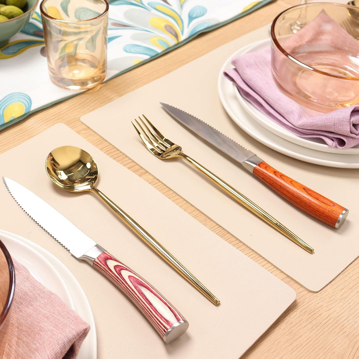 Laguiole Style Steak Knife Set of 8, Non-serrated Steak Knife Set with Olive Wood Handle, Sharp Stainless Steel Steak Knives with Gift Box, Dinner Cutlery Set for Home Party