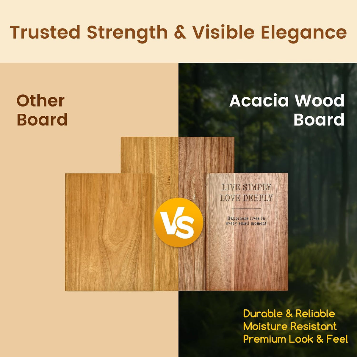 Acacia Wood Cutting Board Set of 3 with Stand, Multi-Size Book-Style Wooden Chopping Boards for Kitchen Food Prep, Meat, Fruit, Cheese, Charcuterie and Serving