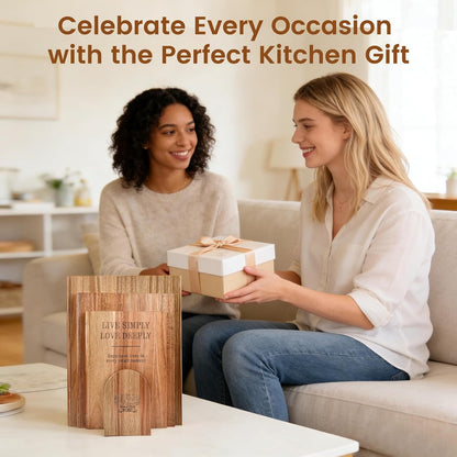 Acacia Wood Cutting Board Set of 3 with Stand, Multi-Size Book-Style Wooden Chopping Boards for Kitchen Food Prep, Meat, Fruit, Cheese, Charcuterie and Serving