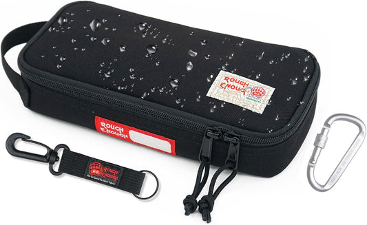 Rough Enough Small Tool Bag Pouch, Compact EDC Organizer | 9"x4"x1.7", YKK Zipper, 3mm Foam Padding, Carabiner and Keychain, Holds Tools, Cables, Multimeter, For Travel, Car, DIY