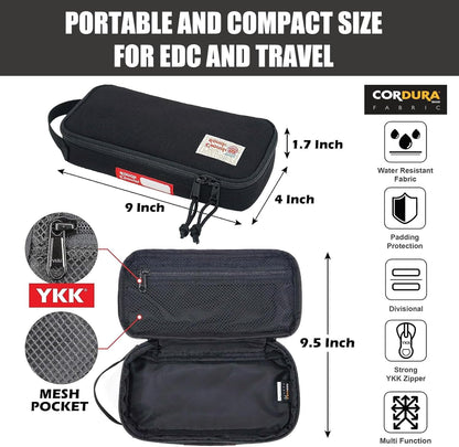 Rough Enough Small Tool Bag Pouch, Compact EDC Organizer | 9"x4"x1.7", YKK Zipper, 3mm Foam Padding, Carabiner and Keychain, Holds Tools, Cables, Multimeter, For Travel, Car, DIY