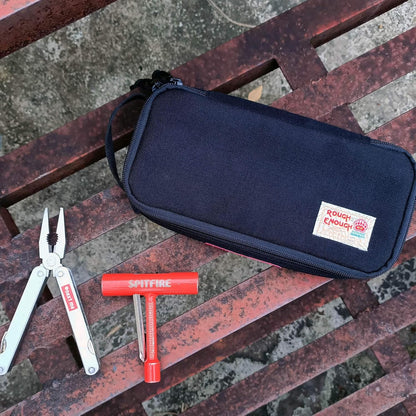 Rough Enough Small Tool Bag Pouch, Compact EDC Organizer | 9"x4"x1.7", YKK Zipper, 3mm Foam Padding, Carabiner and Keychain, Holds Tools, Cables, Multimeter, For Travel, Car, DIY