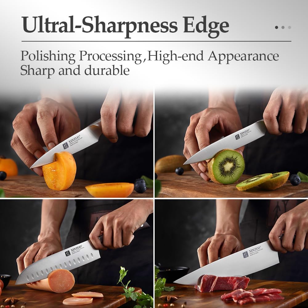 Meat Cleaver Knife, 7 Inches German Stainless Steel Chef Cleaver Knife,Vegetable Meat Cleaver,Multifunction Chopper Butcher Knife,Chinese Chef Knife, Ultra Sharp, Red Sandalwood Handle
