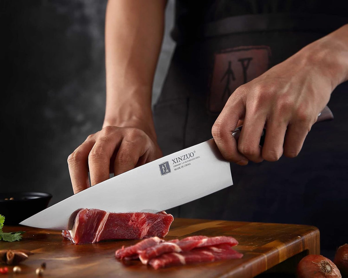 Meat Cleaver Knife, 7 Inches German Stainless Steel Chef Cleaver Knife,Vegetable Meat Cleaver,Multifunction Chopper Butcher Knife,Chinese Chef Knife, Ultra Sharp, Red Sandalwood Handle