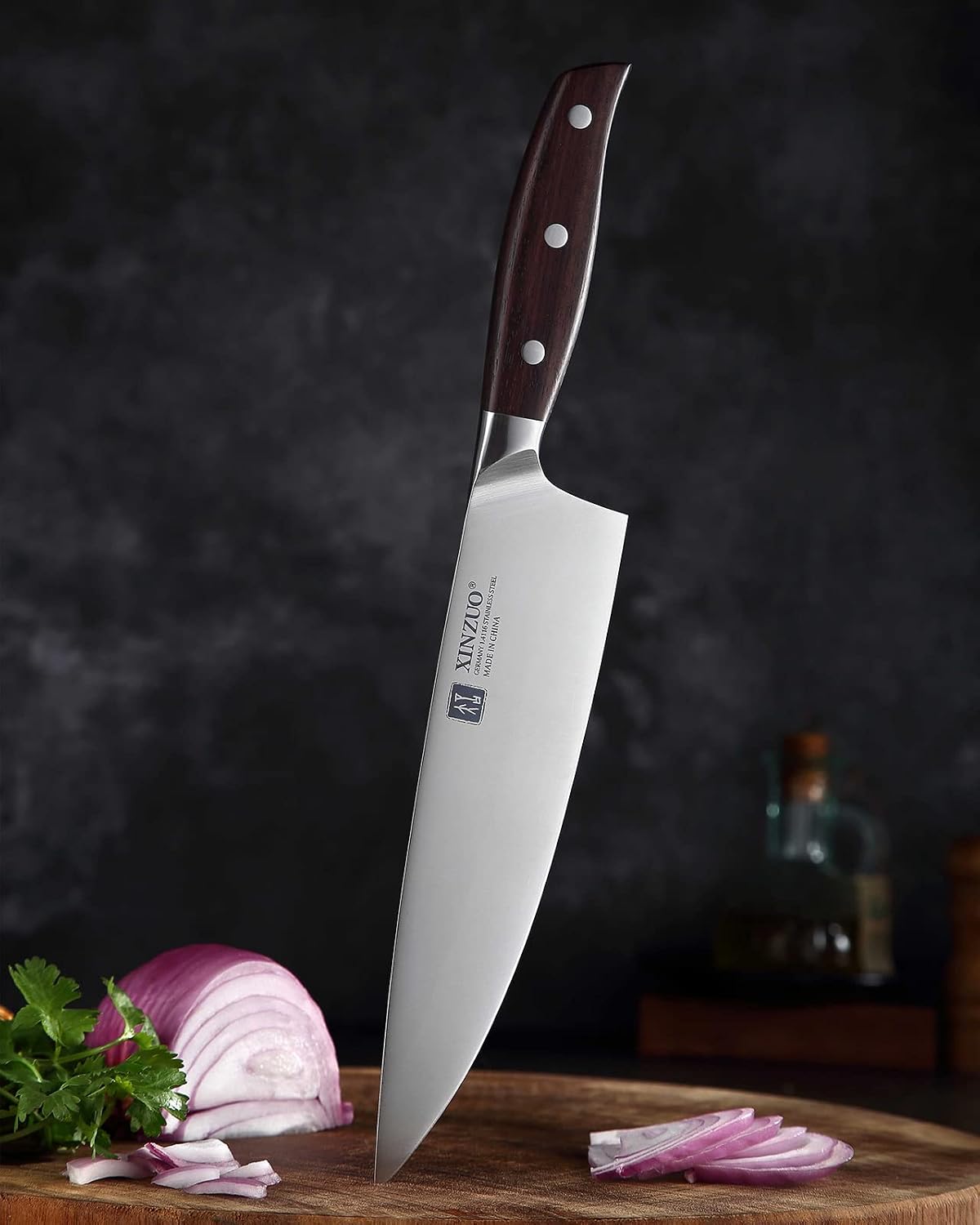 Meat Cleaver Knife, 7 Inches German Stainless Steel Chef Cleaver Knife,Vegetable Meat Cleaver,Multifunction Chopper Butcher Knife,Chinese Chef Knife, Ultra Sharp, Red Sandalwood Handle