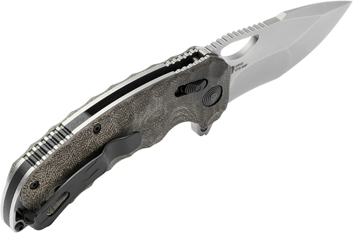 Kiku Quick-Opening Sharp Ambidextrous Pocket Folding Knives with Linen Micarta Handle | CTS XHP Steel, XR Lock