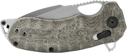Kiku Quick-Opening Sharp Ambidextrous Pocket Folding Knives with Linen Micarta Handle | CTS XHP Steel, XR Lock