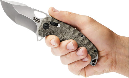 Kiku Quick-Opening Sharp Ambidextrous Pocket Folding Knives with Linen Micarta Handle | CTS XHP Steel, XR Lock