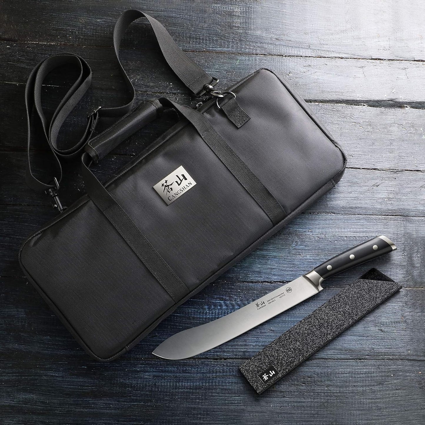 Cangshan 1023770 7-Piece Cut-Resistant Nylon Cutlery Knife Bag with Strap, Bag Only (CUTLERY NOT INCLUDED)