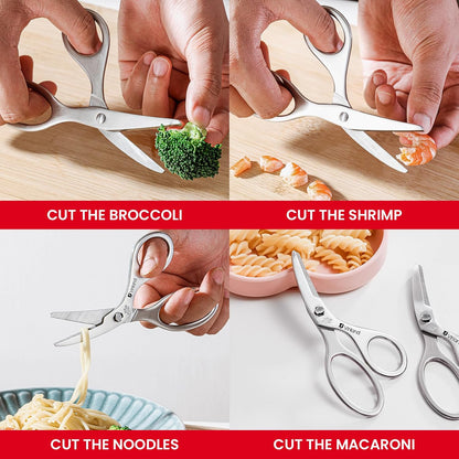 Stainless Steel Baby Food Scissors, Baby Food Scissors With Travel Case, Ideal For Pizza, Meats, Noodles, Vegetables, And Fruits